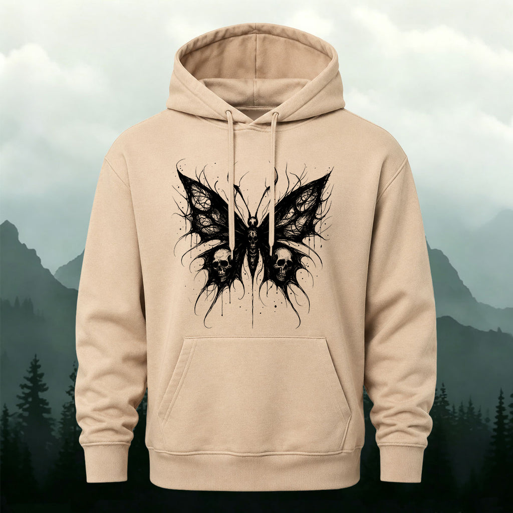 Cotton Made Dark Butterfly Skeleton Print Hoodie