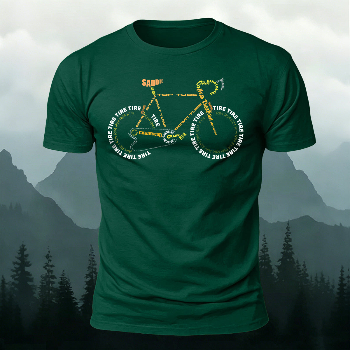 Creative Bicycle Themed Print Cotton Casual T-Shirt