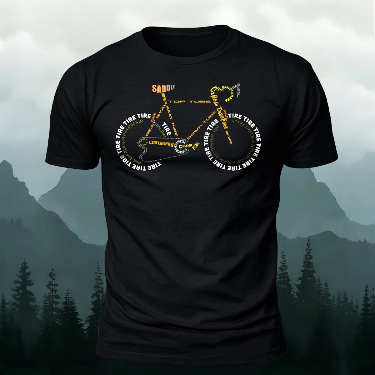 Creative Bicycle Themed Print Cotton Casual T-Shirt