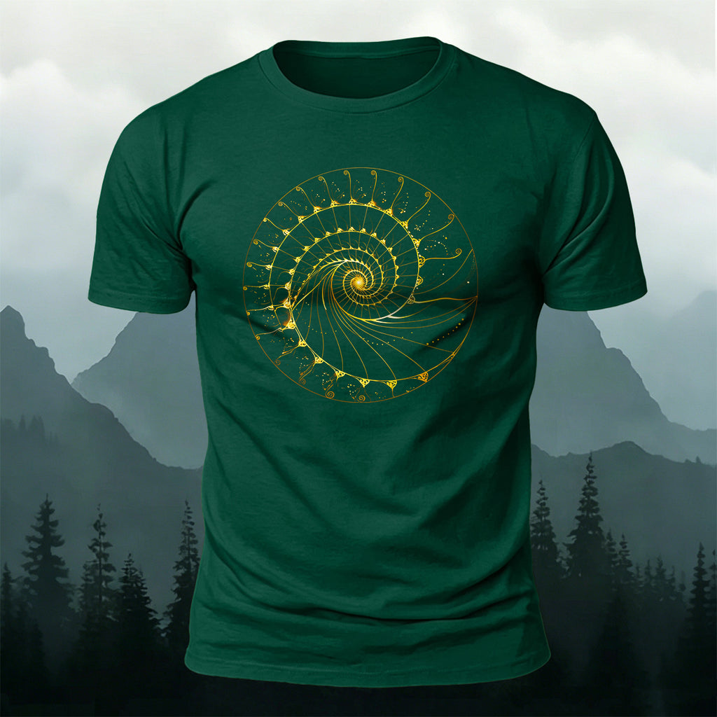 Fibonacci Spiral Print Casual Cotton T-Shirt