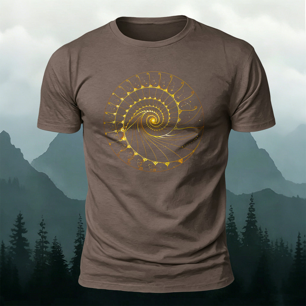 Fibonacci Spiral Print Casual Cotton T-Shirt