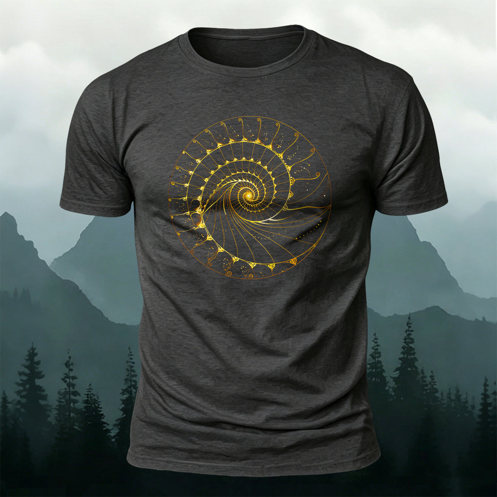Fibonacci Spiral Print Casual Cotton T-Shirt
