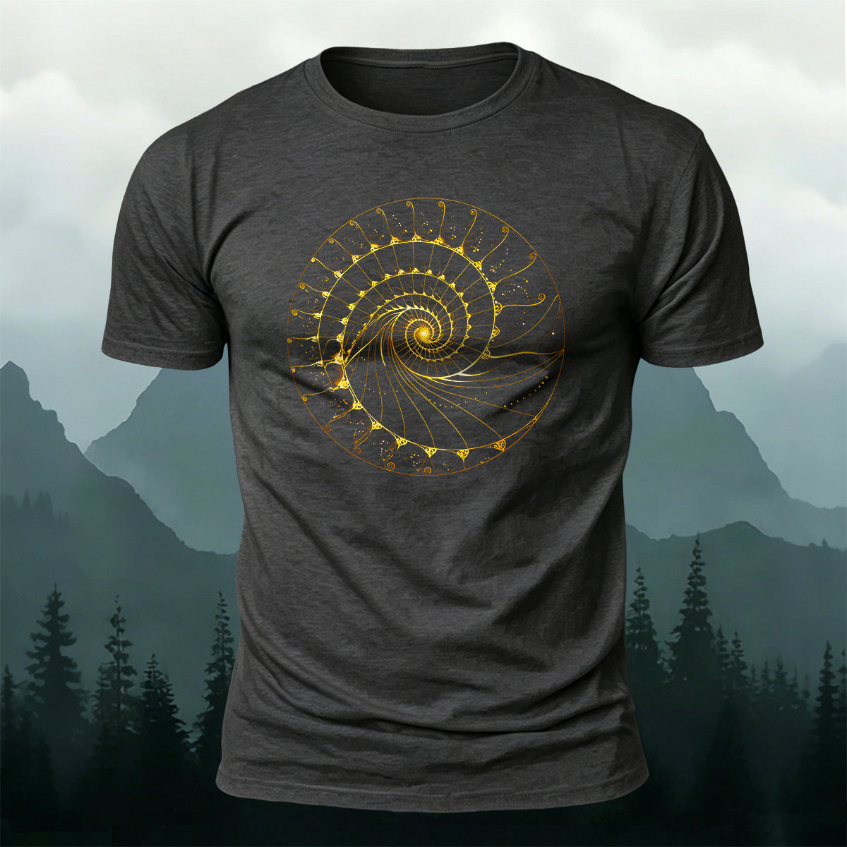 Fibonacci Spiral Print Casual Cotton T-Shirt