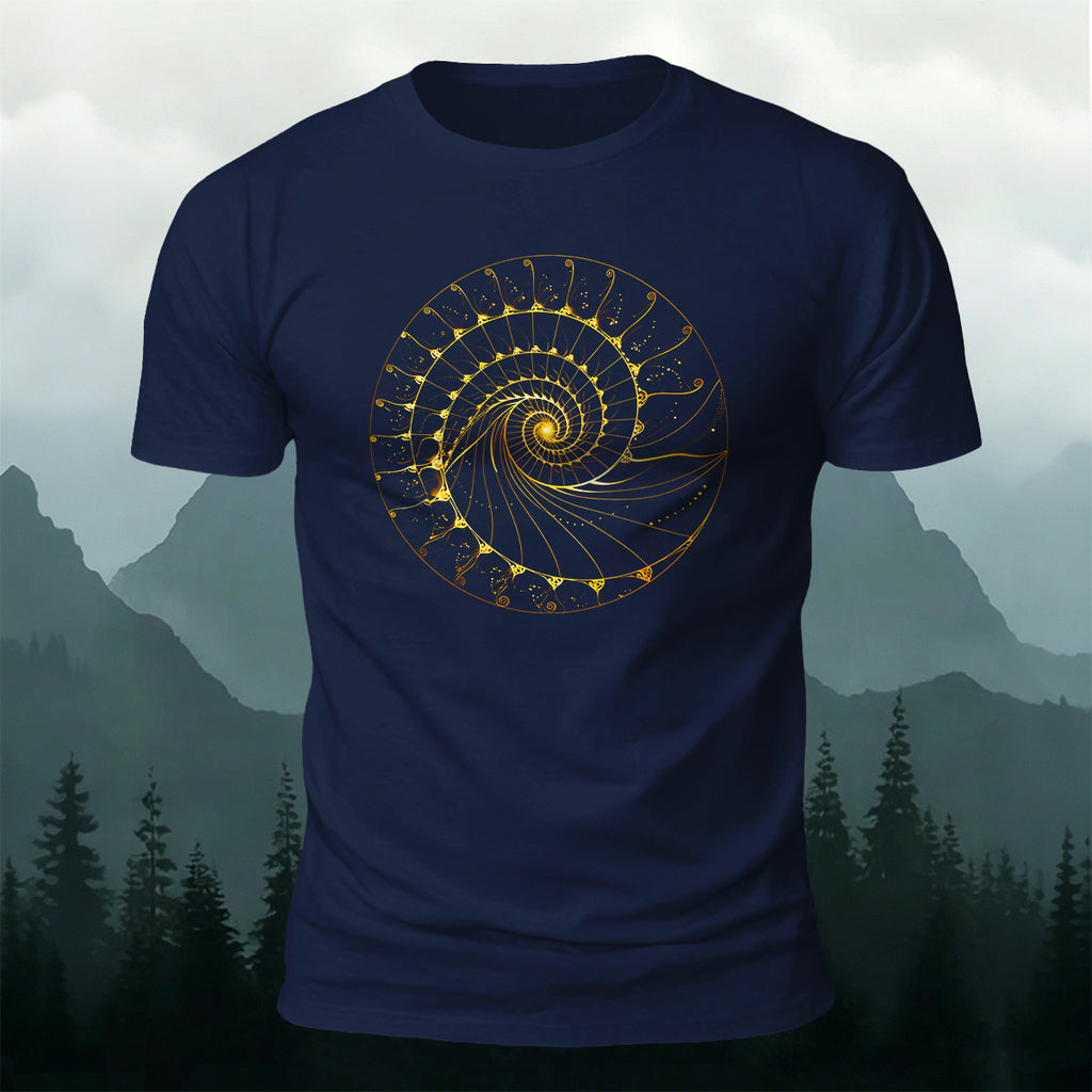 Fibonacci Spiral Print Casual Cotton T-Shirt