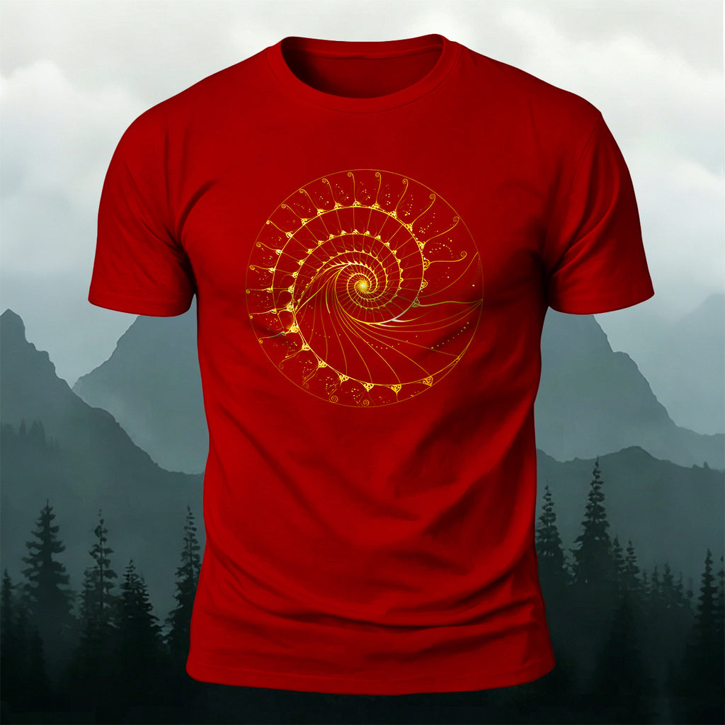 Fibonacci Spiral Print Casual Cotton T-Shirt