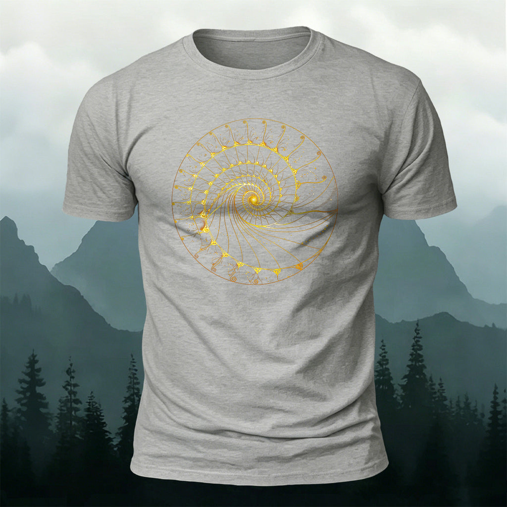 Fibonacci Spiral Print Casual Cotton T-Shirt