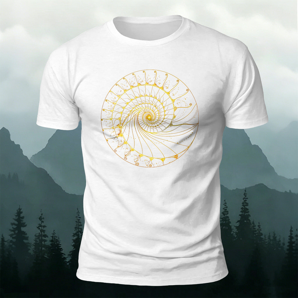 Fibonacci Spiral Print Casual Cotton T-Shirt