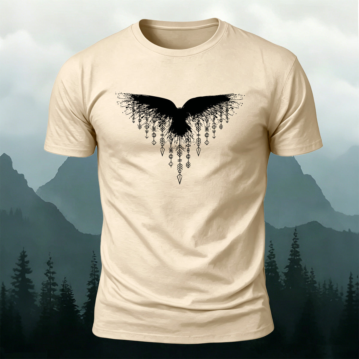 Wings Viking Print Casual 100% Cotton T-Shirt