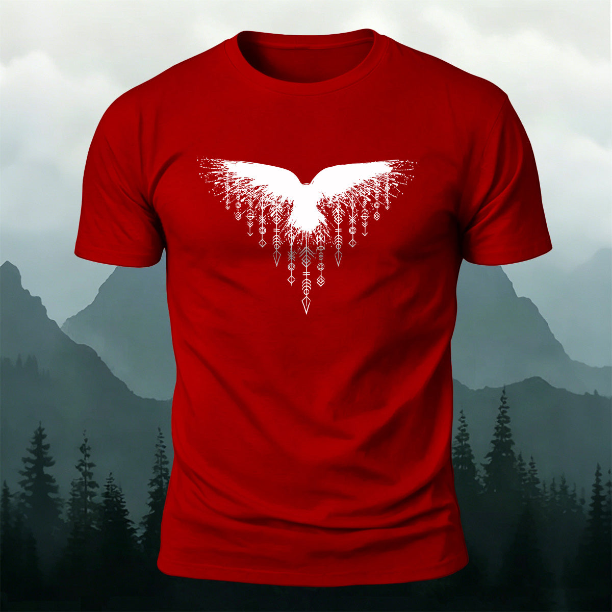 Wings Viking Print Casual 100% Cotton T-Shirt