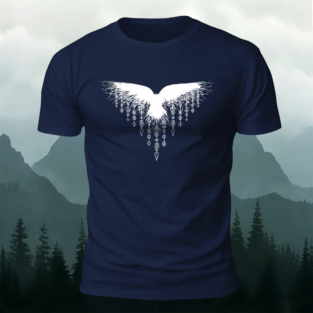 Wings Viking Print Casual 100% Cotton T-Shirt