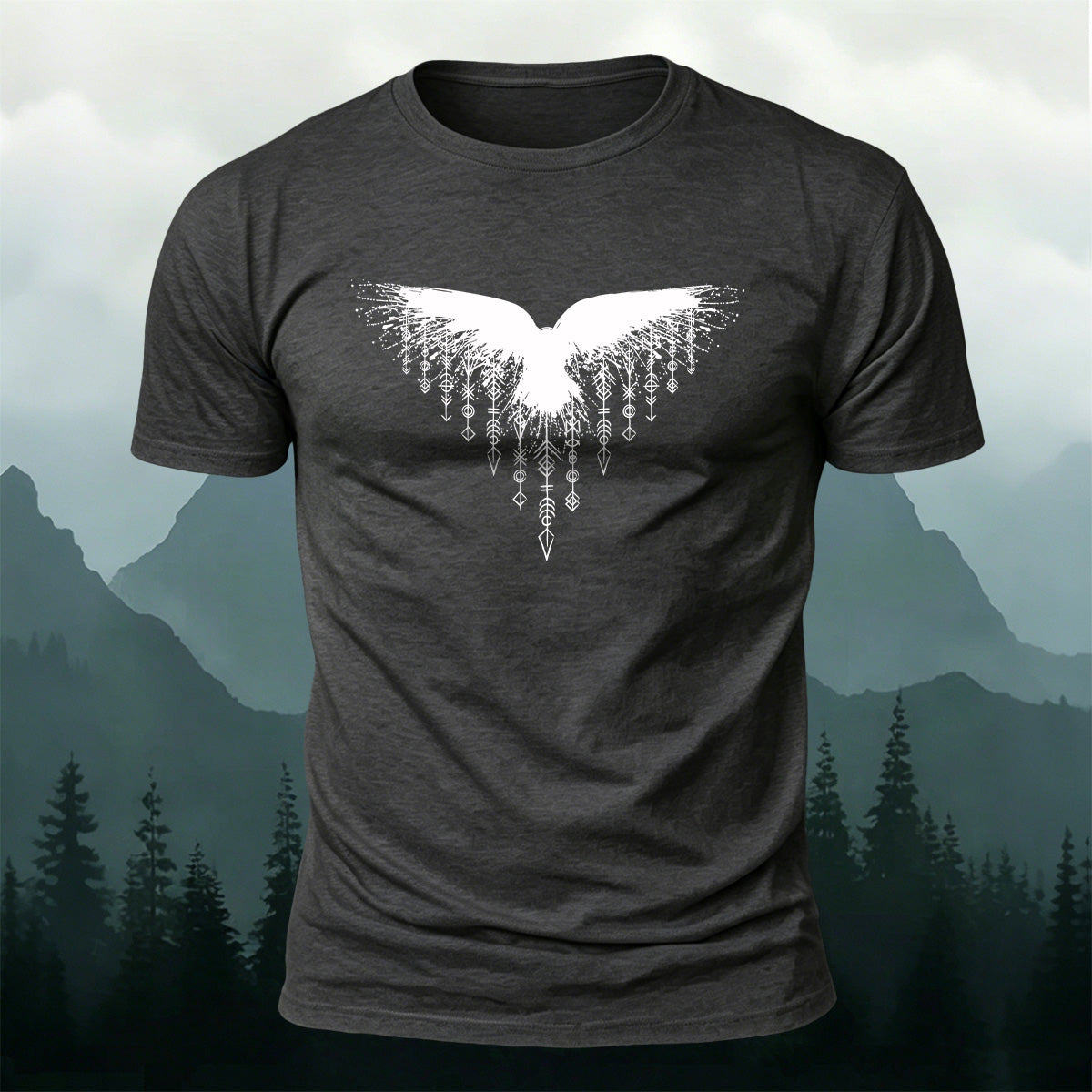 Wings Viking Print Casual 100% Cotton T-Shirt