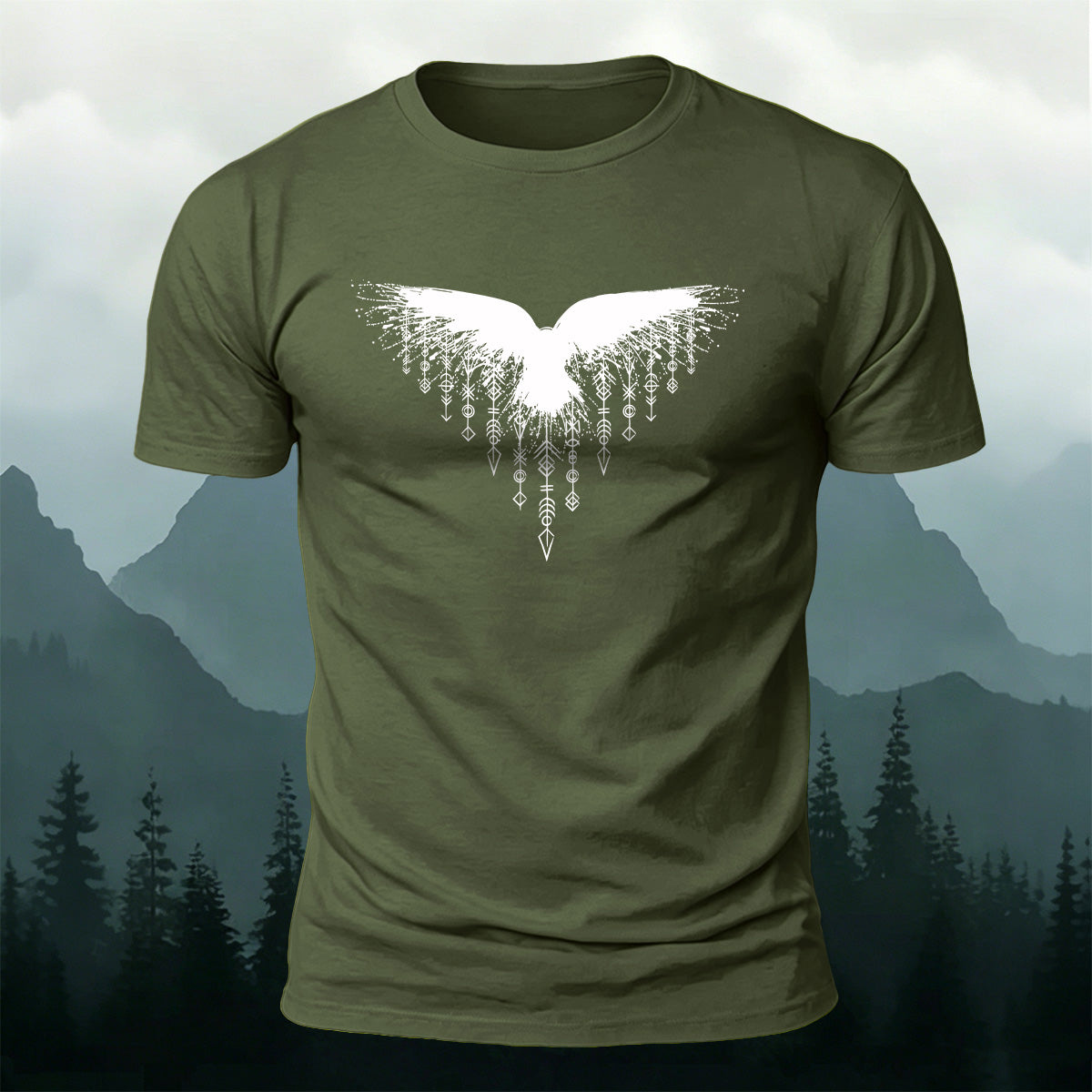 Wings Viking Print Casual 100% Cotton T-Shirt