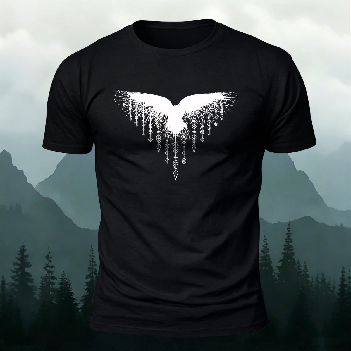 Wings Viking Print Casual 100% Cotton T-Shirt