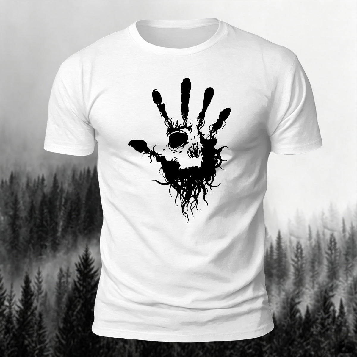 Skeleton Silhouette Print Casual Cotton T-Shirt