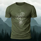 Gear-Print Casual Soft Cotton T-Shirt