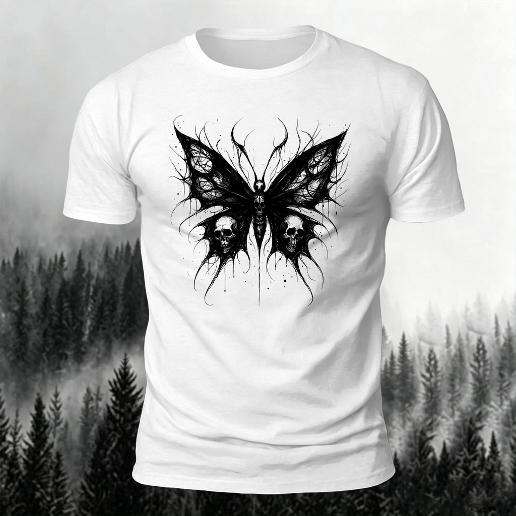 Dark Butterfly Silhouette Print Casual Soft Cotton Tee