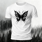 Dark Butterfly Silhouette Print Casual Soft Cotton Tee