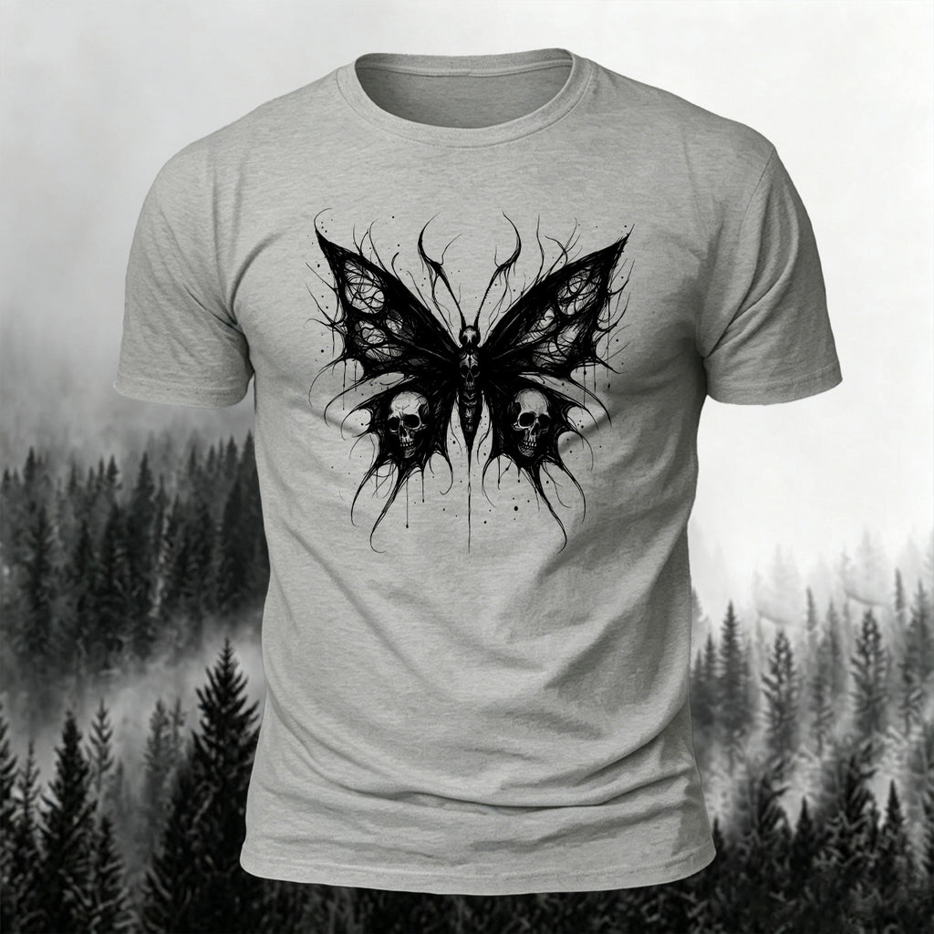 Dark Butterfly Silhouette Print Casual Soft Cotton Tee
