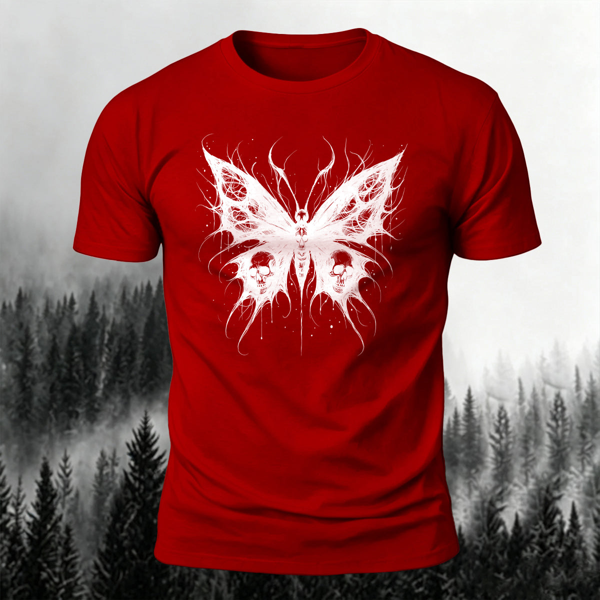 Dark Butterfly Silhouette Print Casual Soft Cotton Tee