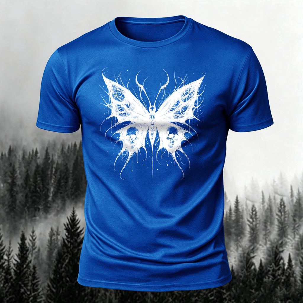 Dark Butterfly Silhouette Print Casual Soft Cotton Tee