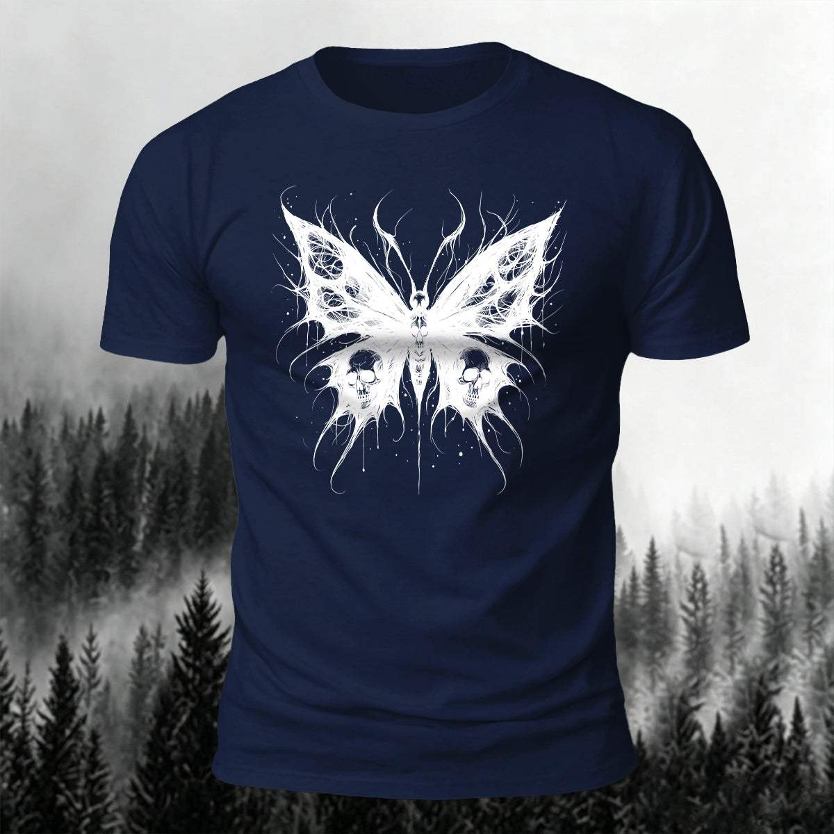 Dark Butterfly Silhouette Print Casual Soft Cotton Tee