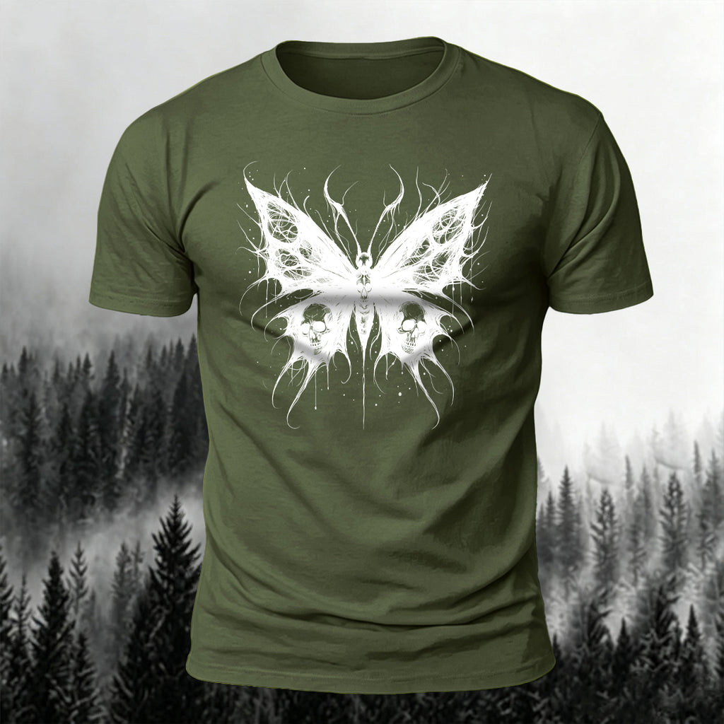 Dark Butterfly Silhouette Print Casual Soft Cotton Tee
