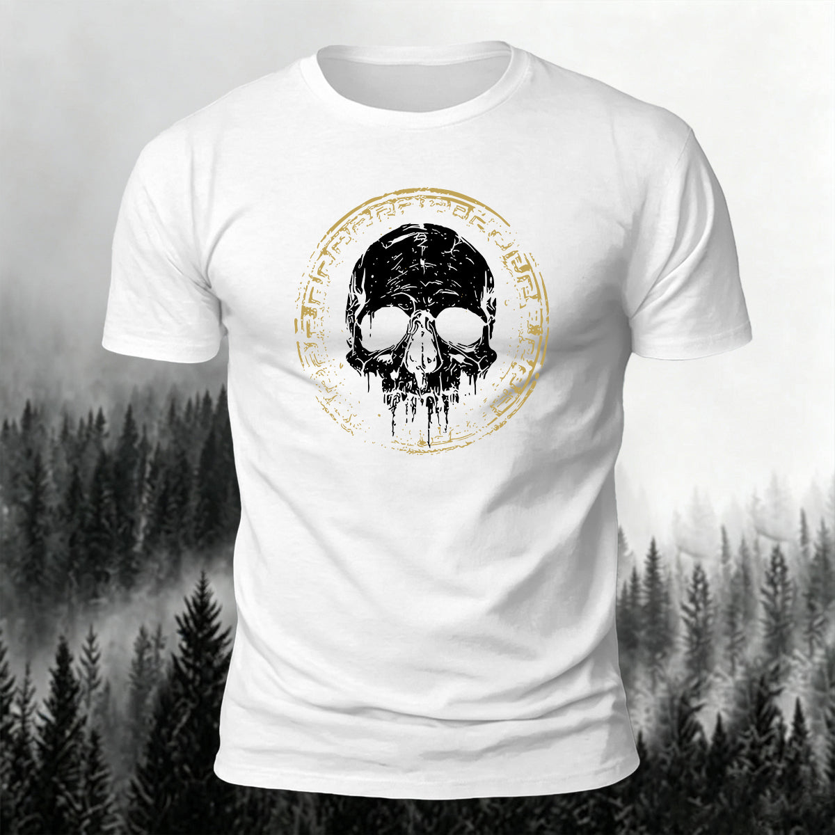 Vintage Skull-Print Casual Soft Cotton T-Shirt