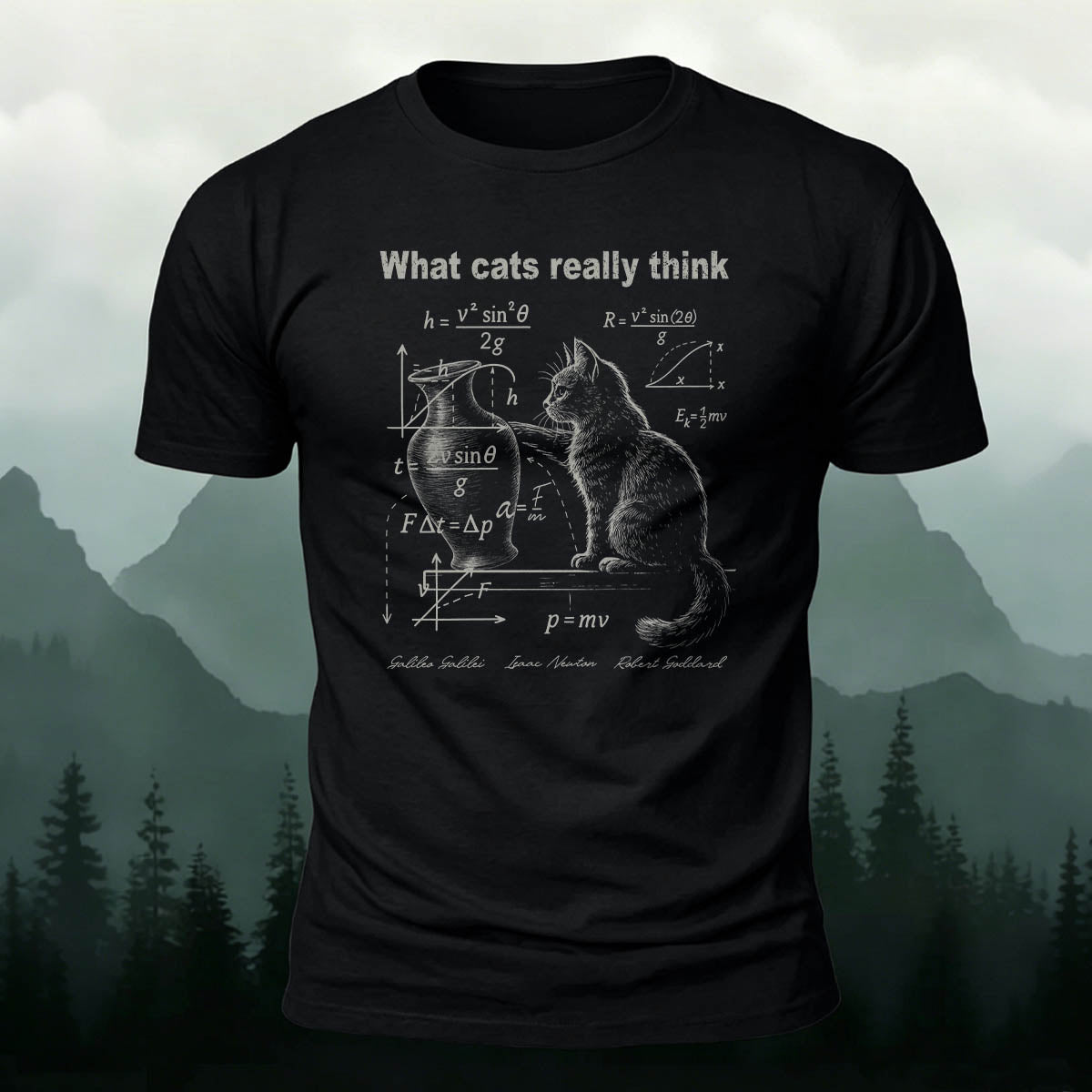 Thinking Kitten Print Casual Soft Cotton T-Shirt