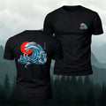 Waves and Red Sun Printed Casual Soft Cotton T-Shirt