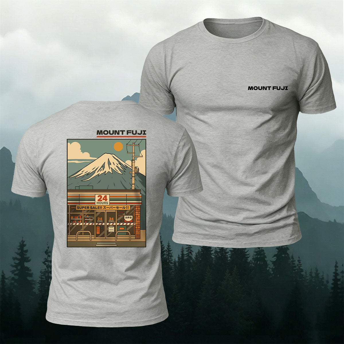 Mount Fuji Manga Print Casual 100% Cotton Tee