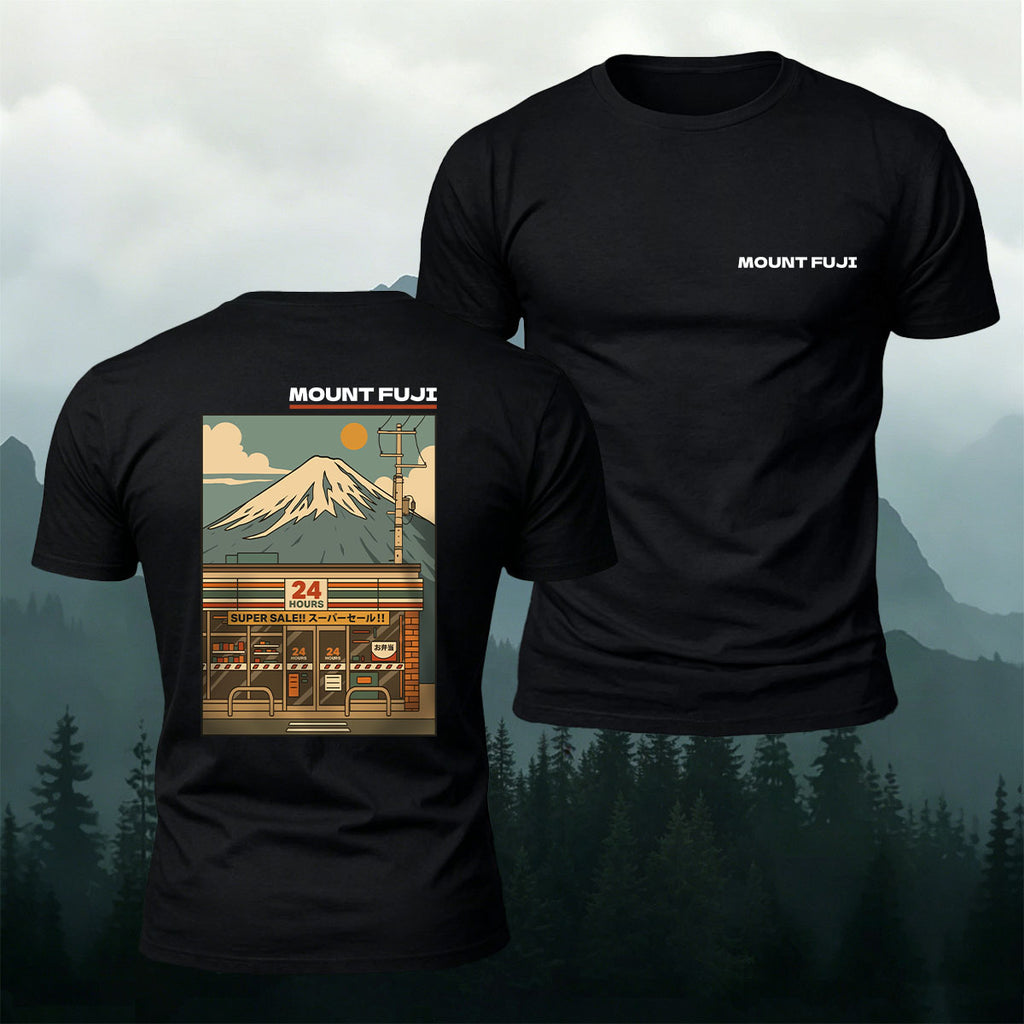 Mount Fuji Manga Print Casual 100% Cotton Tee