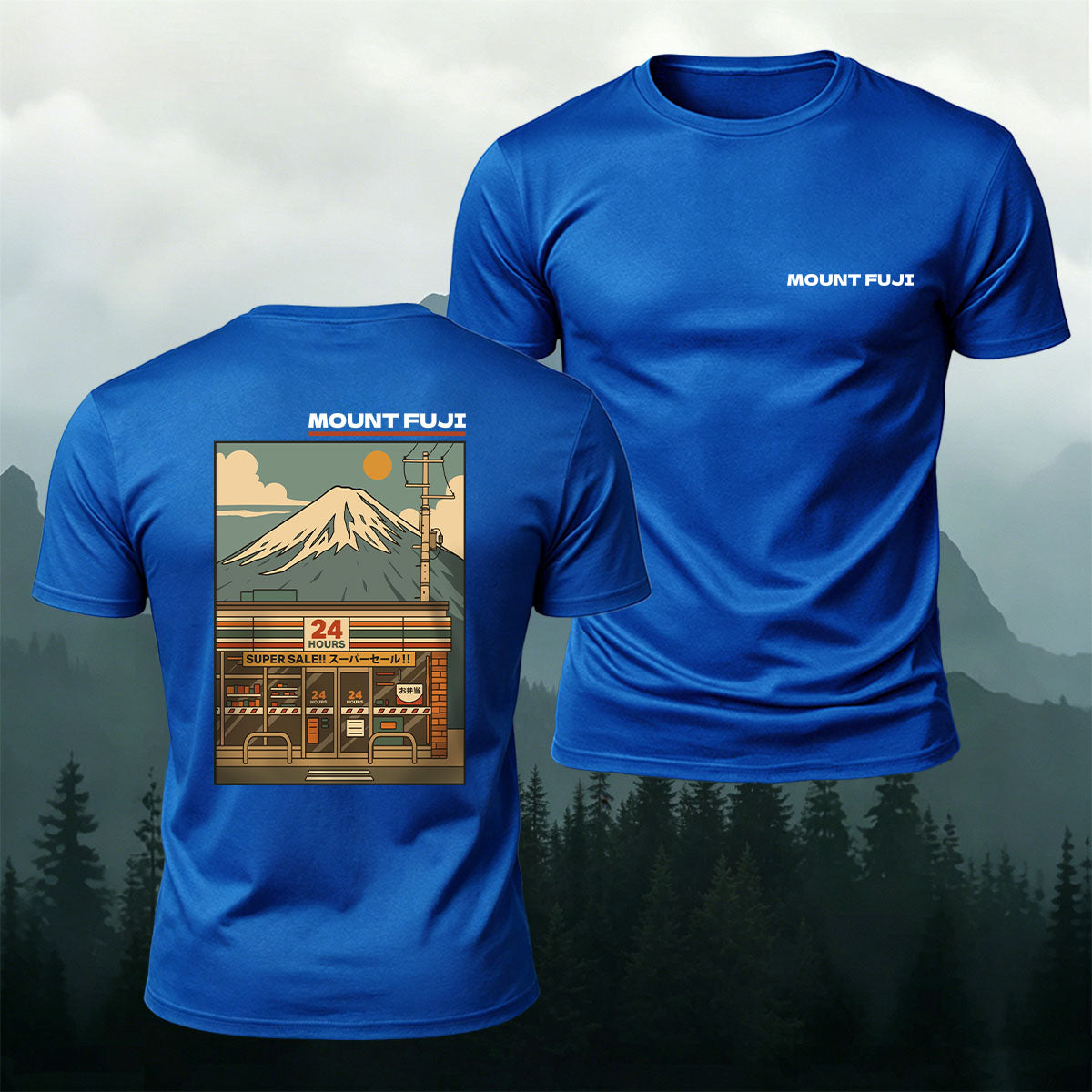 Mount Fuji Manga Print Casual 100% Cotton Tee