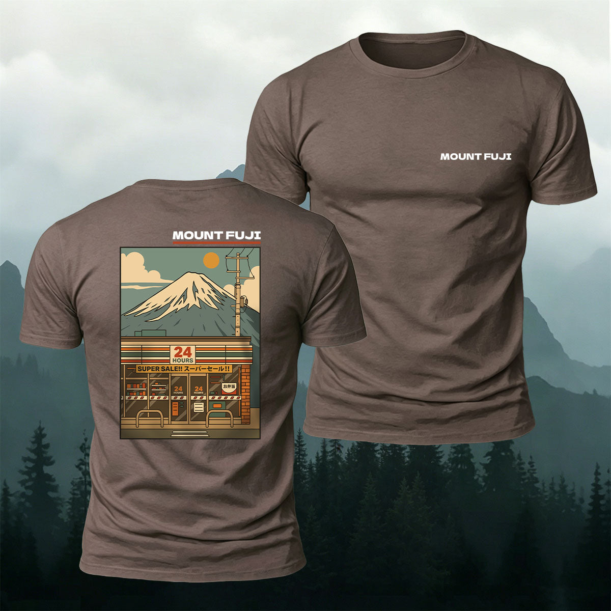 Mount Fuji Manga Print Casual 100% Cotton Tee