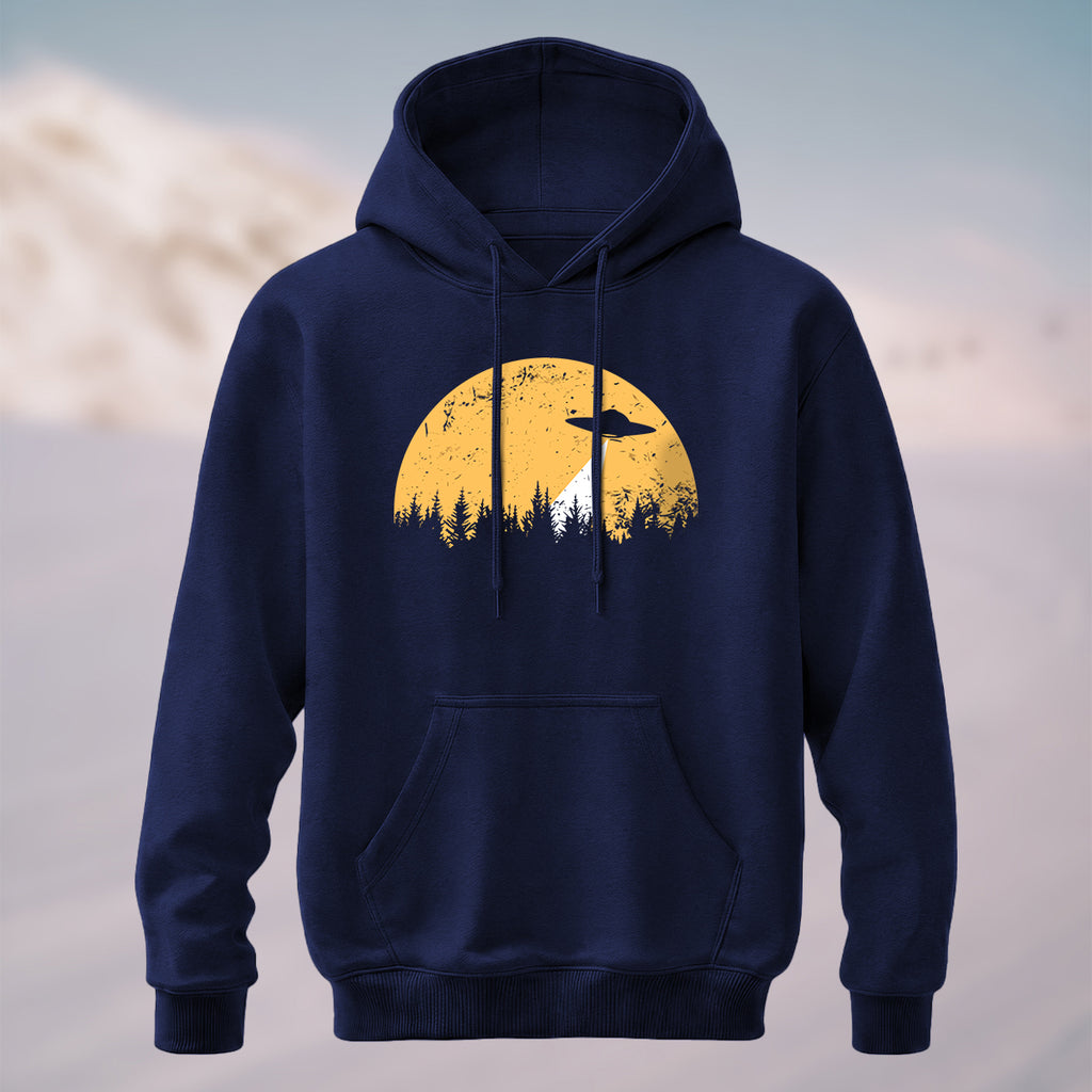 Cotton Made Alien Spaceship Print Hoodie