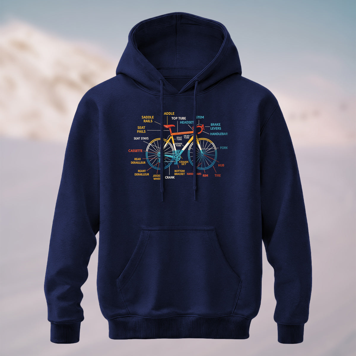 Cotton Made Creative Colorful Bicycle Print Hoodie