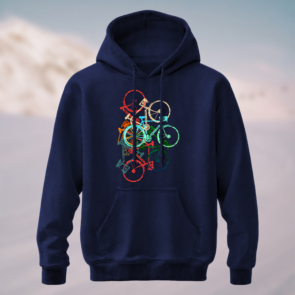 Cotton Made Colorful Bicycle Print Hoodie