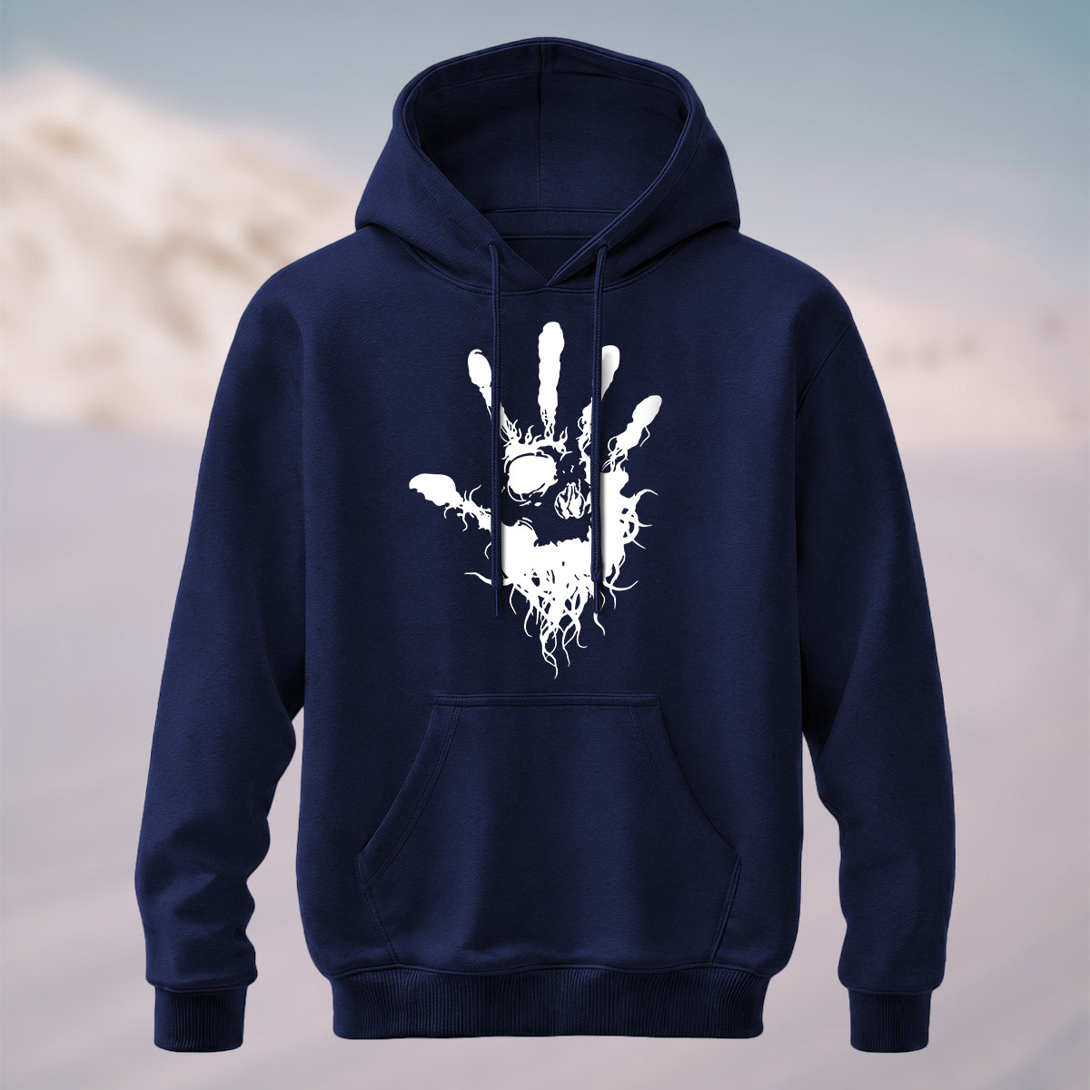 Cotton Made Dark Palm Skeleton Print Hoodie