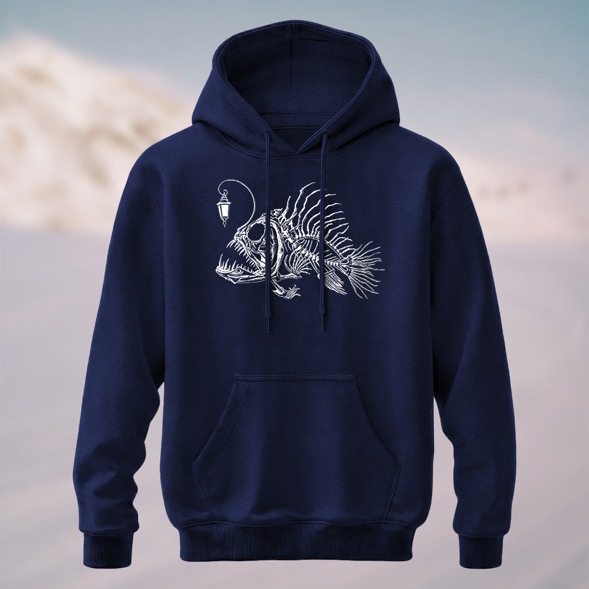Cotton Made Deep Sea Anglerfish Skeleton Print Hoodie