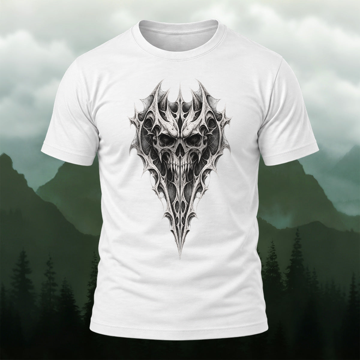 Gothic Spiked Skull Premium Cotton T-Shirt