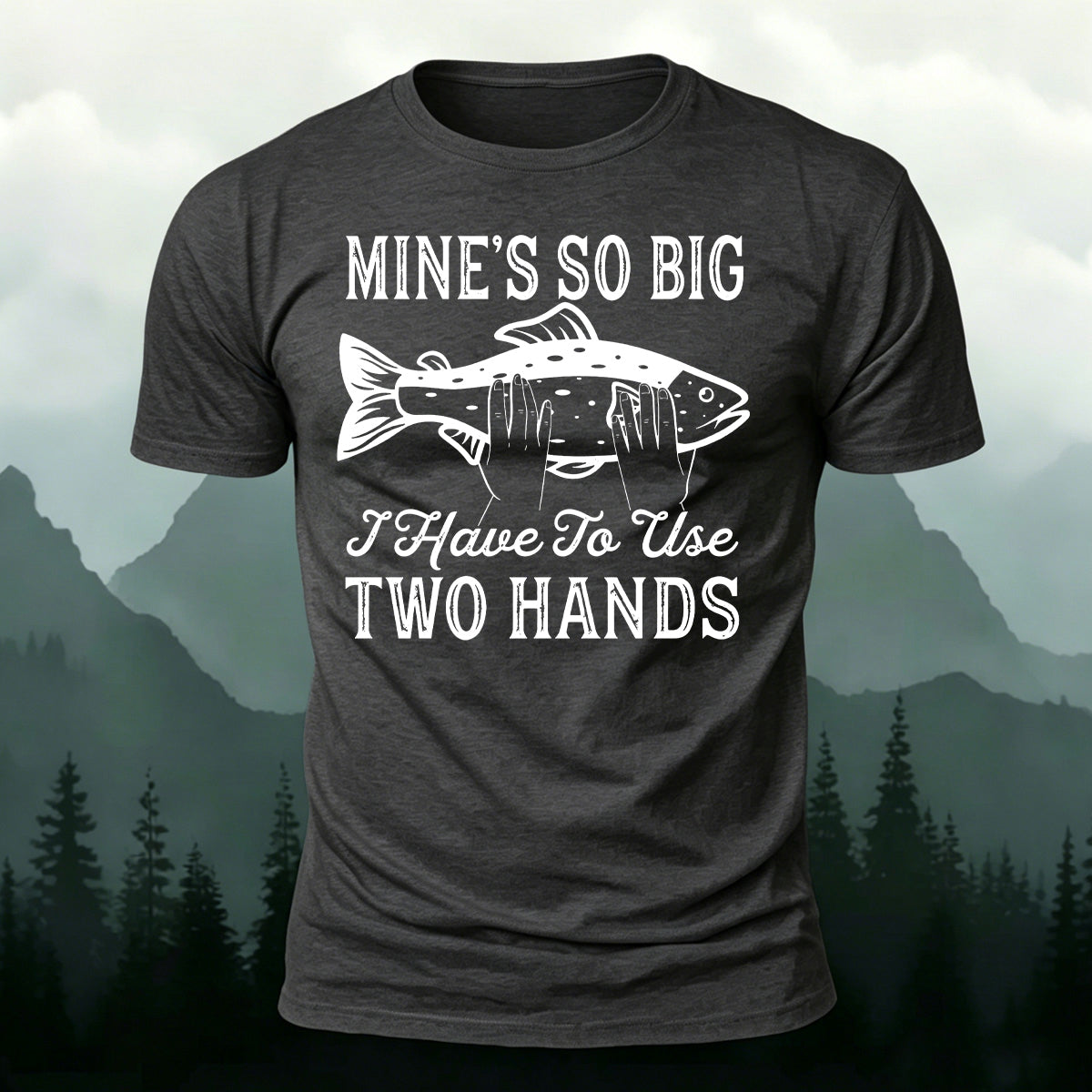 Big Fish in Hand Pattern Daily Cotton T-shirt
