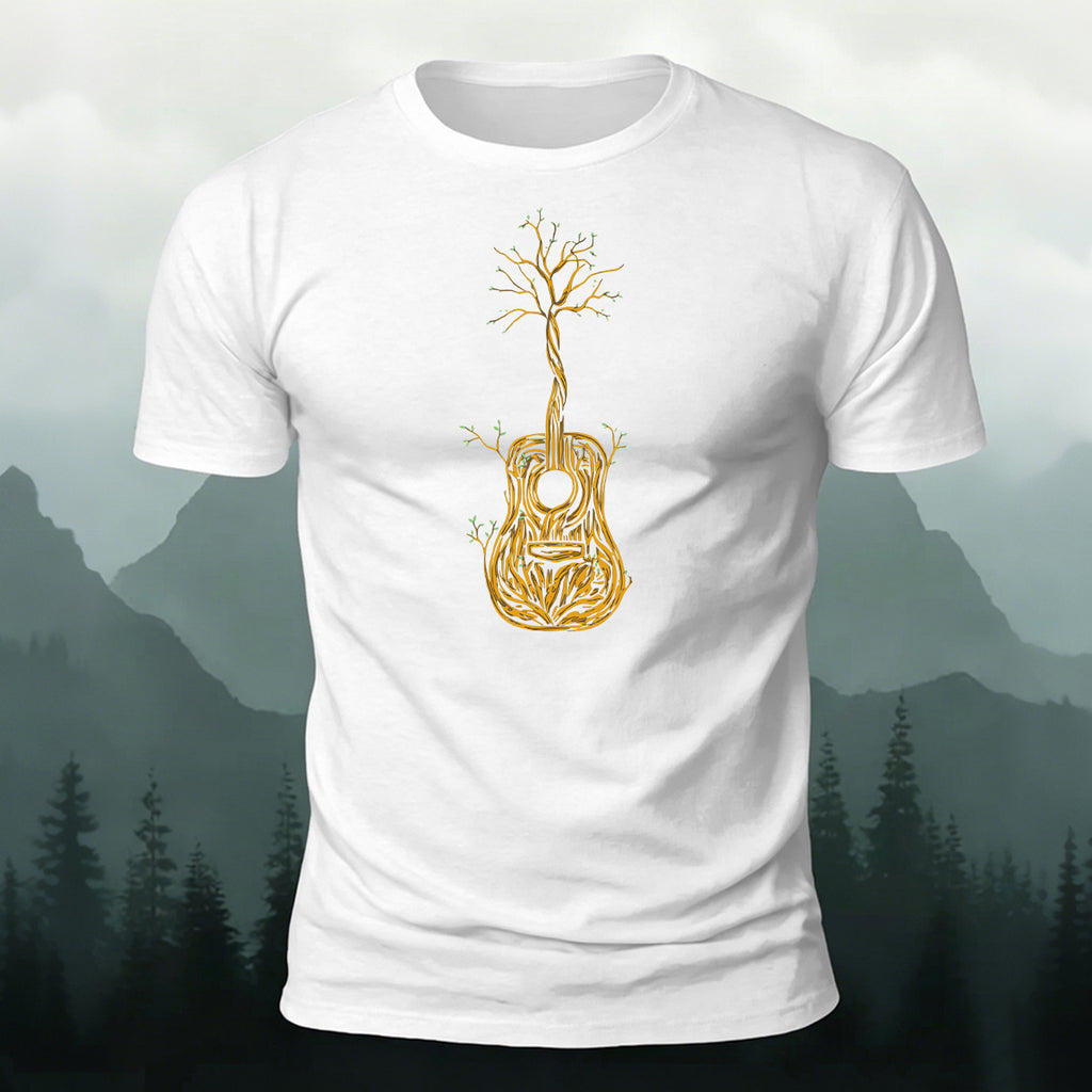 Life Guitar-Printed Casual Cotton T-Shirt