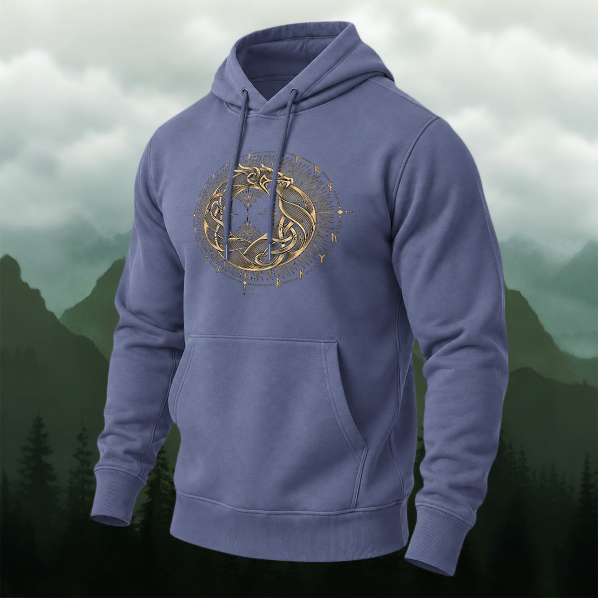 Cotton Made Mystical Viking Dragon Hoodie