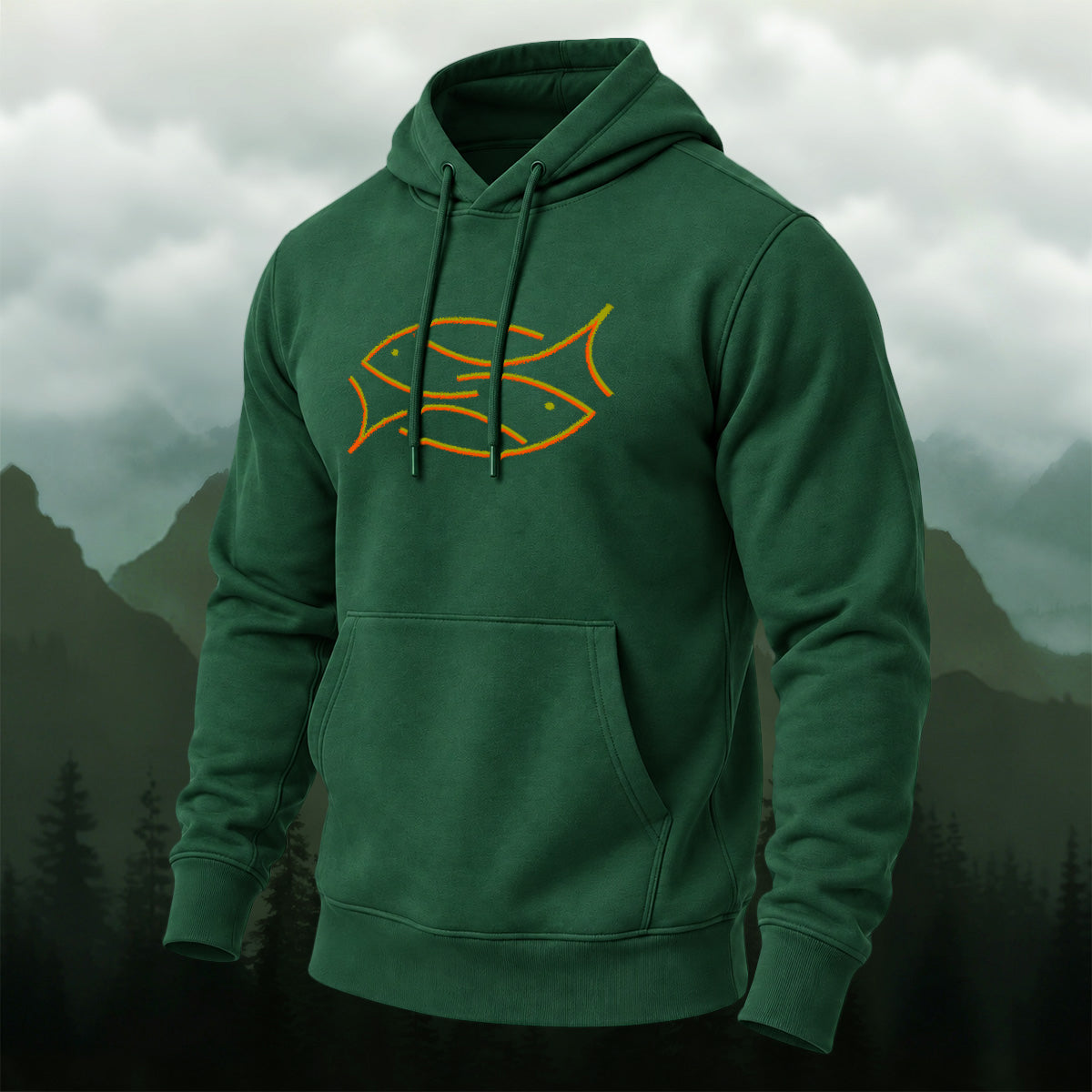 Cotton Made Artistic Coastal Fish Hoodie