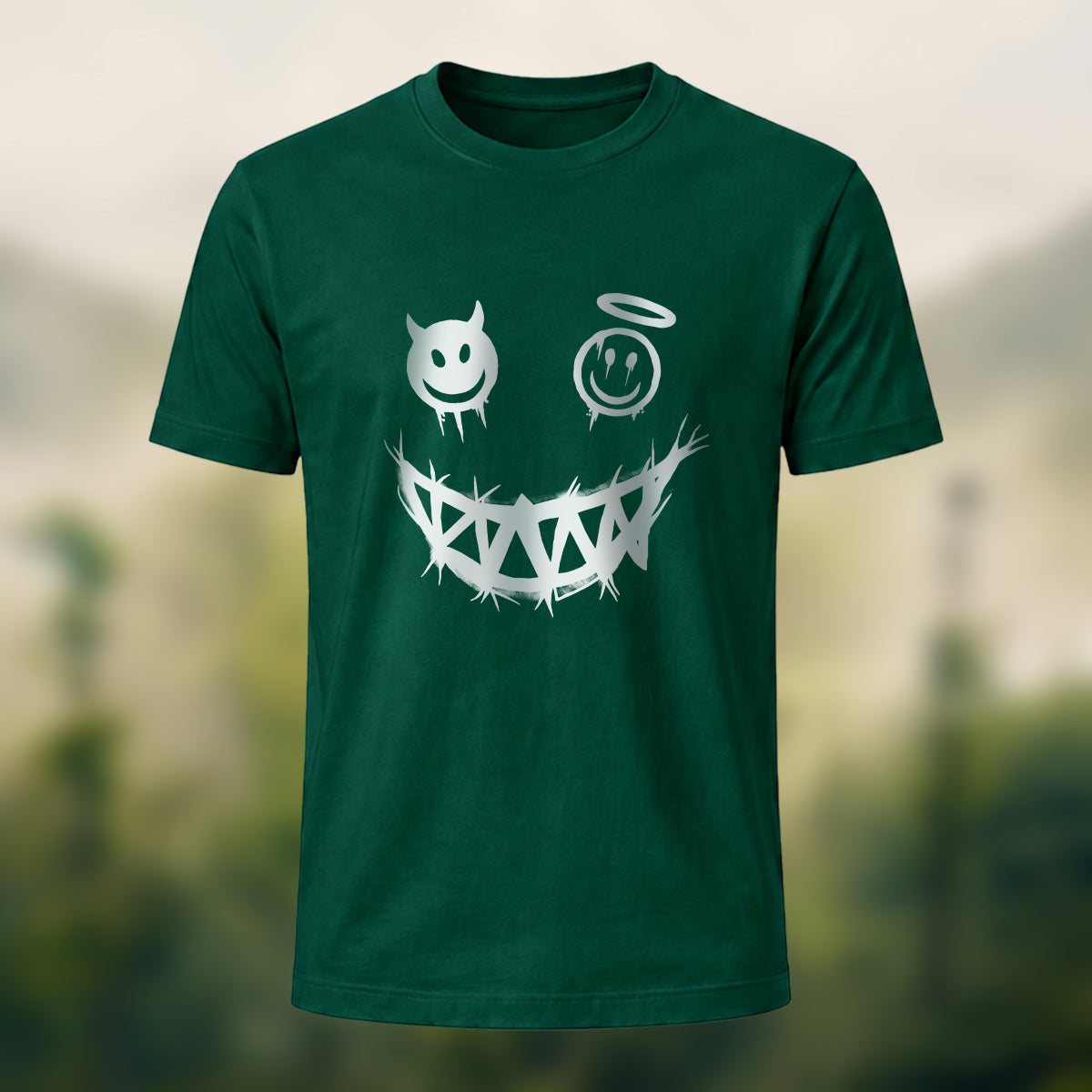 Devil's Smile Print Casual Cotton T-Shirt