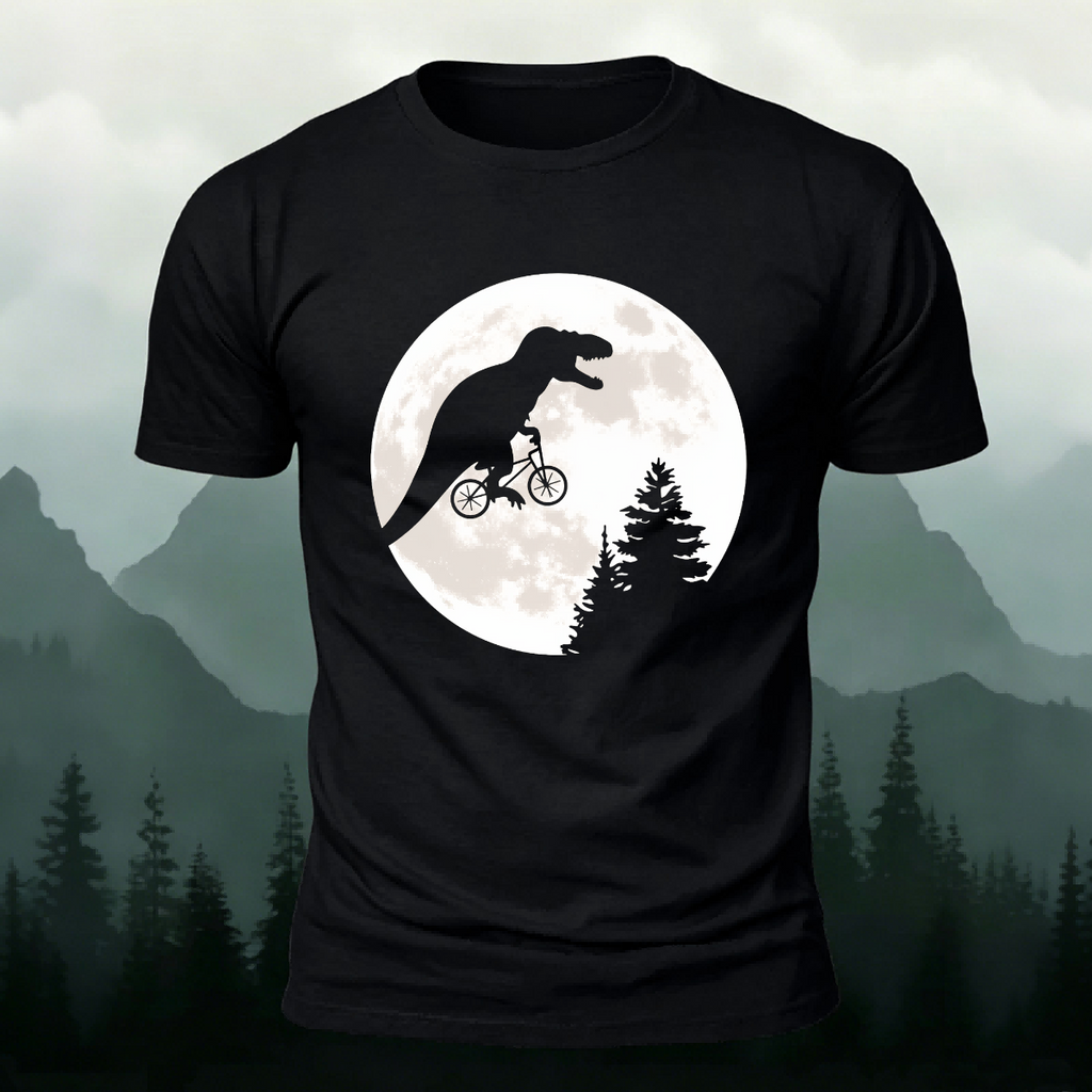 Fun Dinosaur Cycling Silhouette Soft Cotton T-shirt