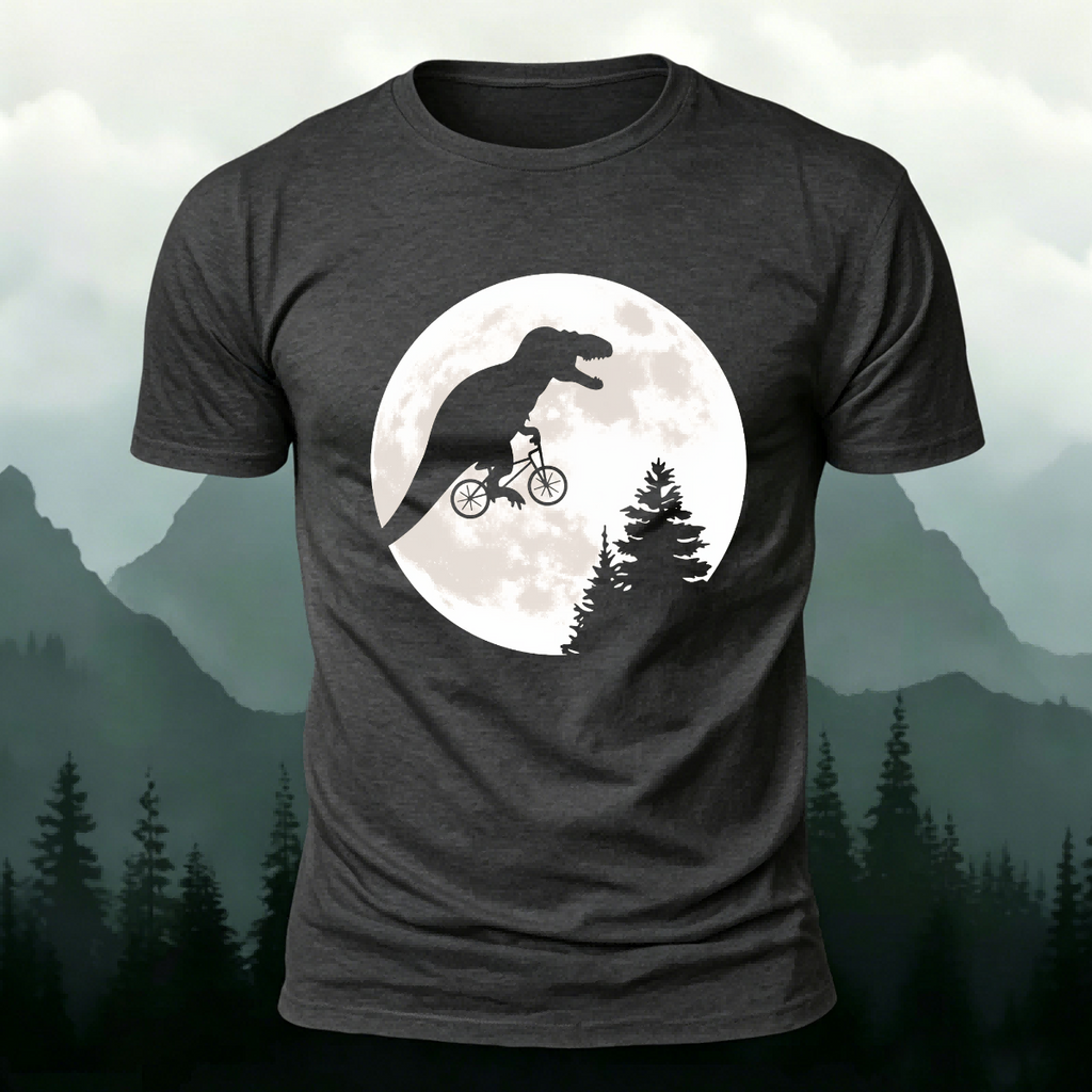 Fun Dinosaur Cycling Silhouette Soft Cotton T-shirt