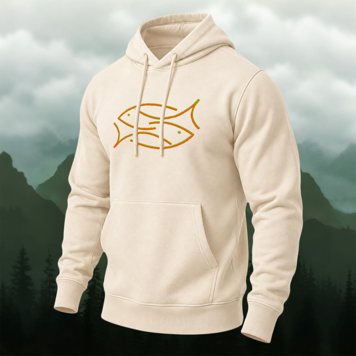 Cotton Made Artistic Coastal Fish Hoodie