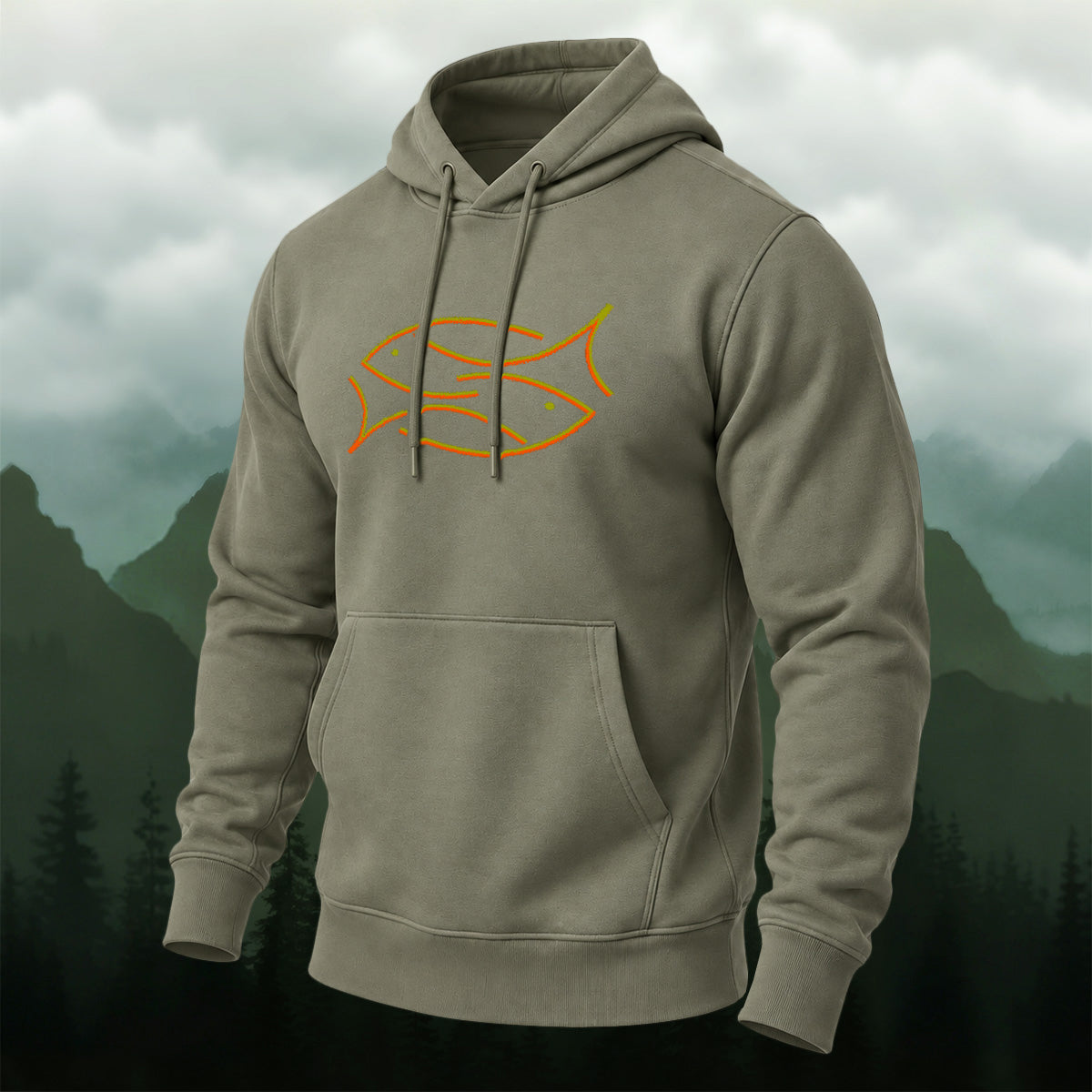 Cotton Made Artistic Coastal Fish Hoodie