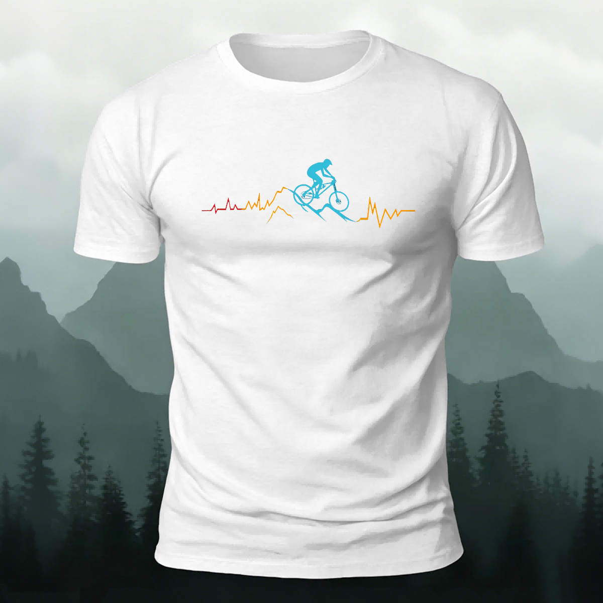 Mountain Bike Colorful Printed Combed Cotton Casual Tee