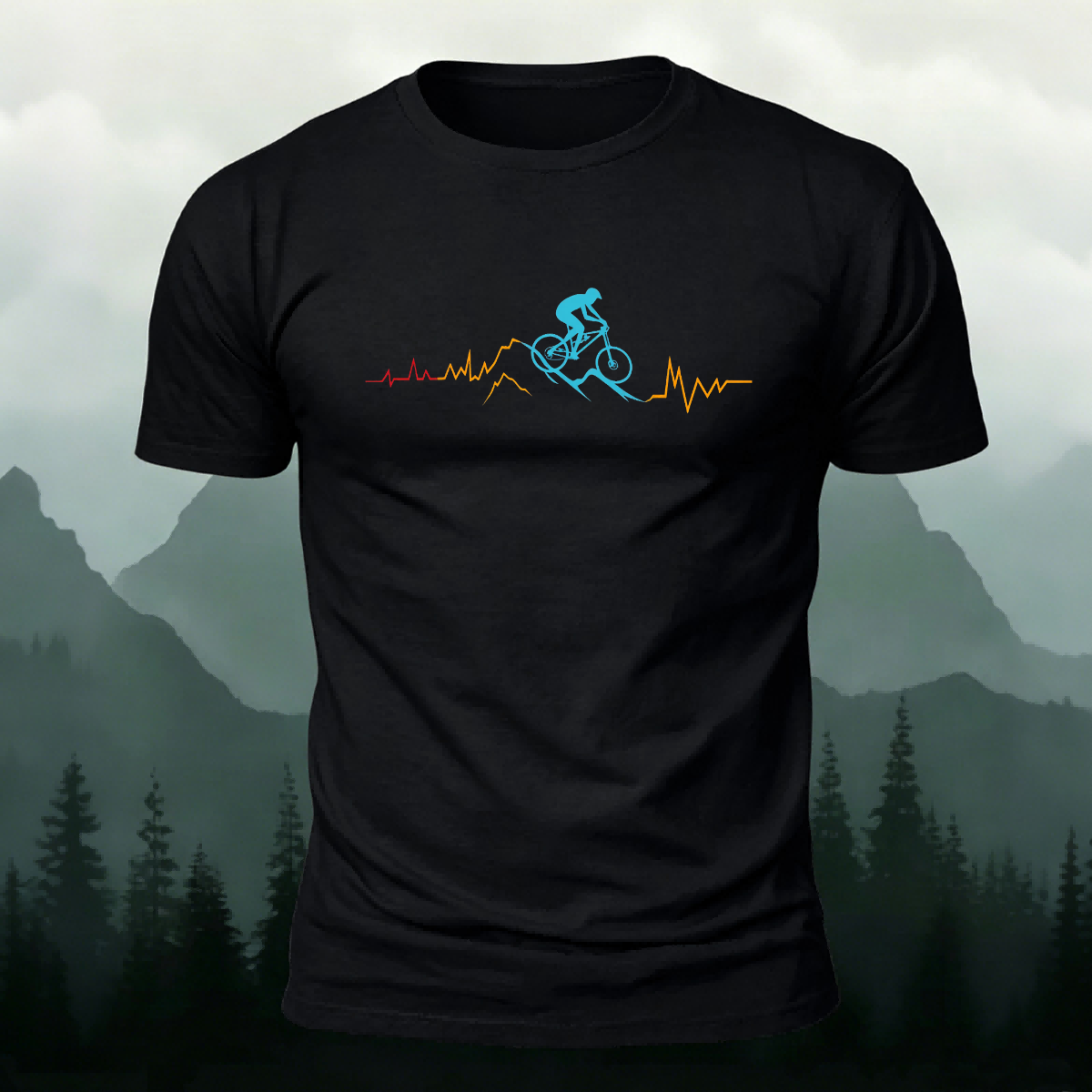 Mountain Bike Colorful Printed Combed Cotton Casual Tee